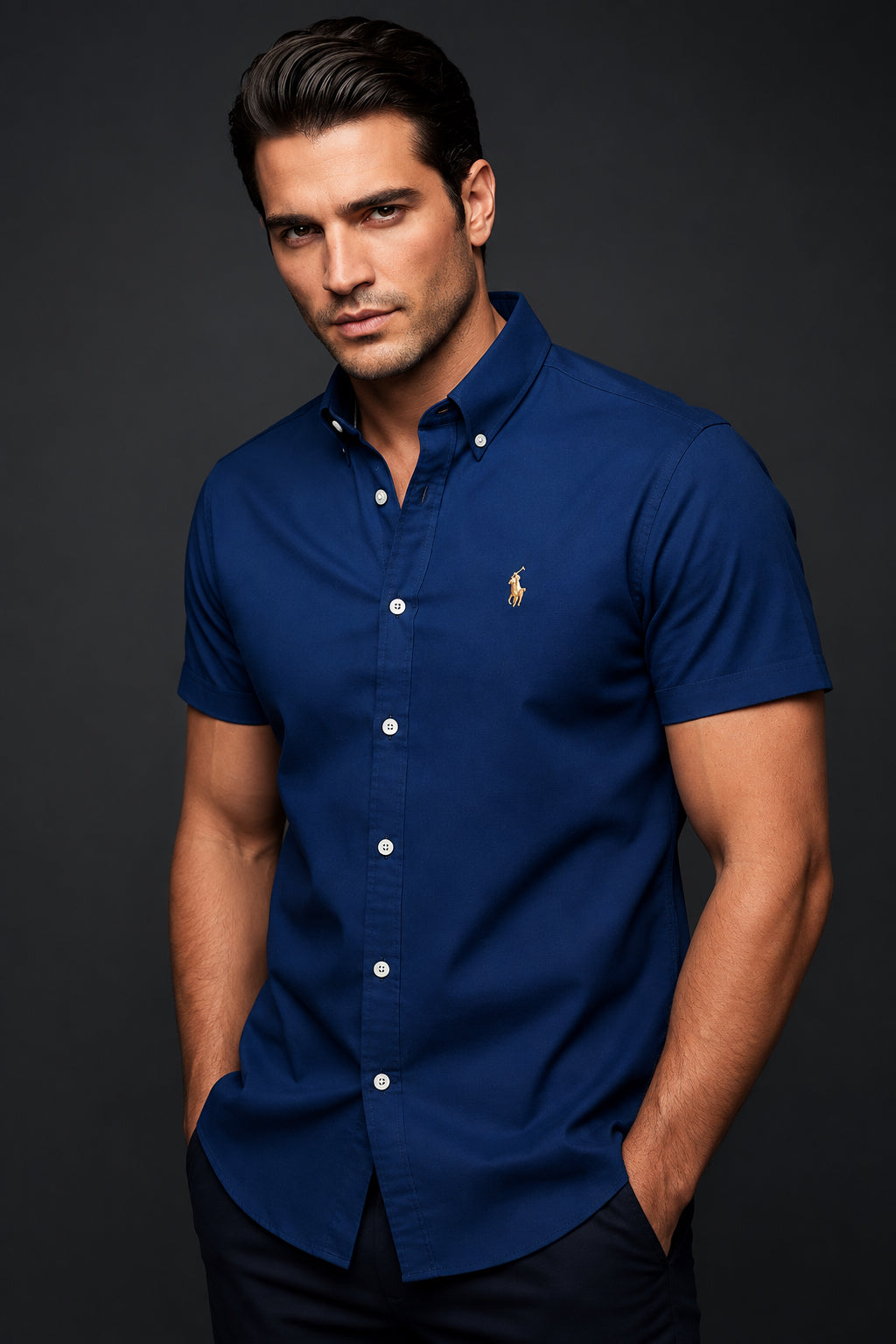 Camisa Ralph Lauren manga corta azul