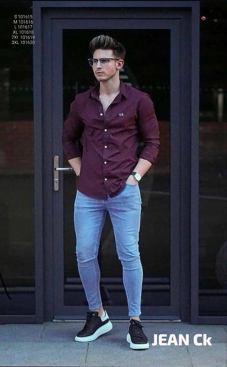 Camisa TH manga larga guinda