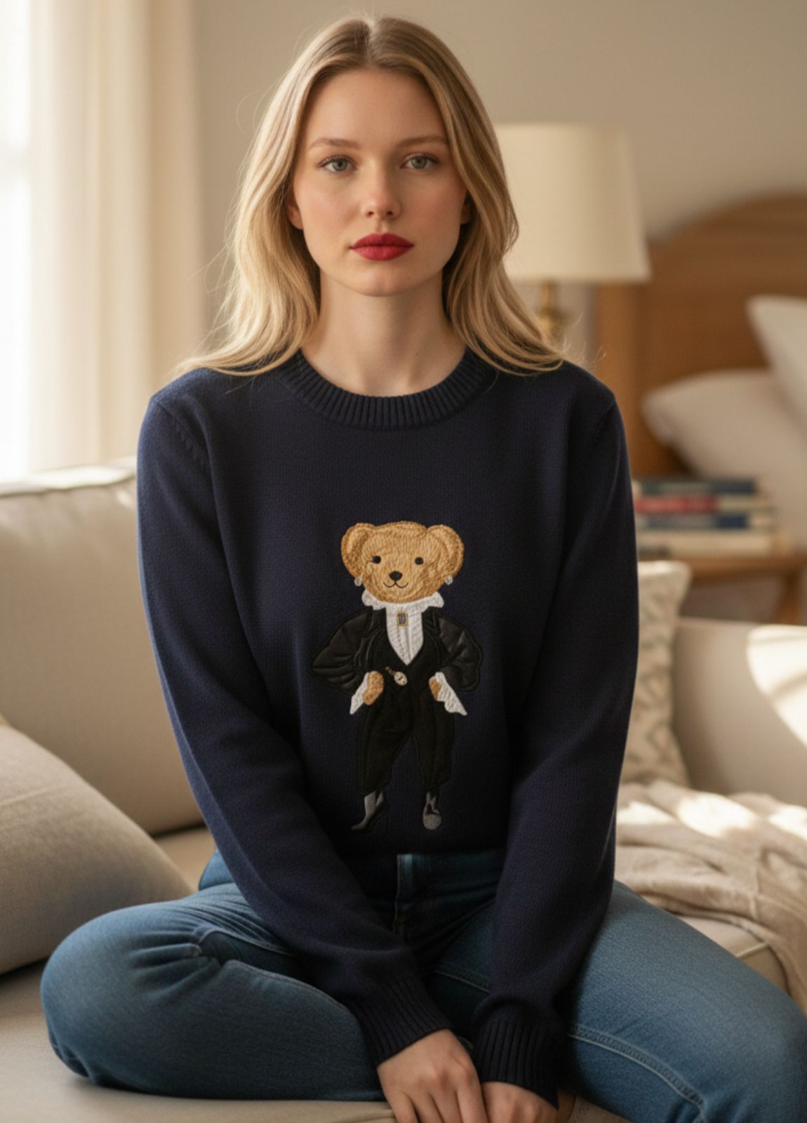 Chompa hilo Ralph Lauren oso para dama