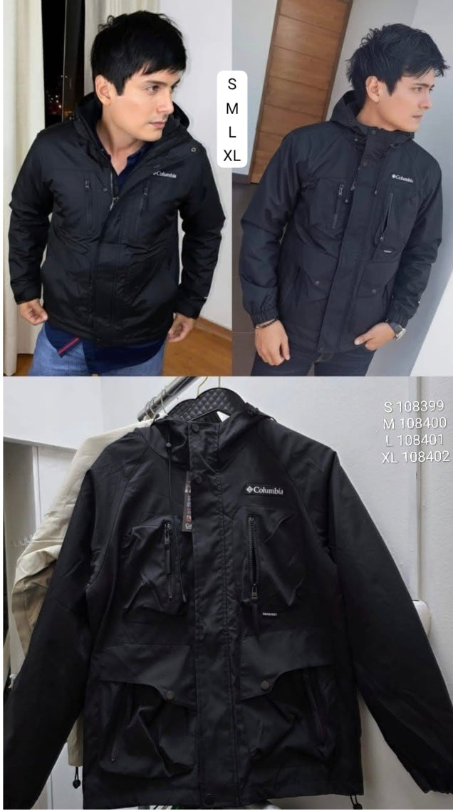 Casaca Columbia impermeable material drill color negro