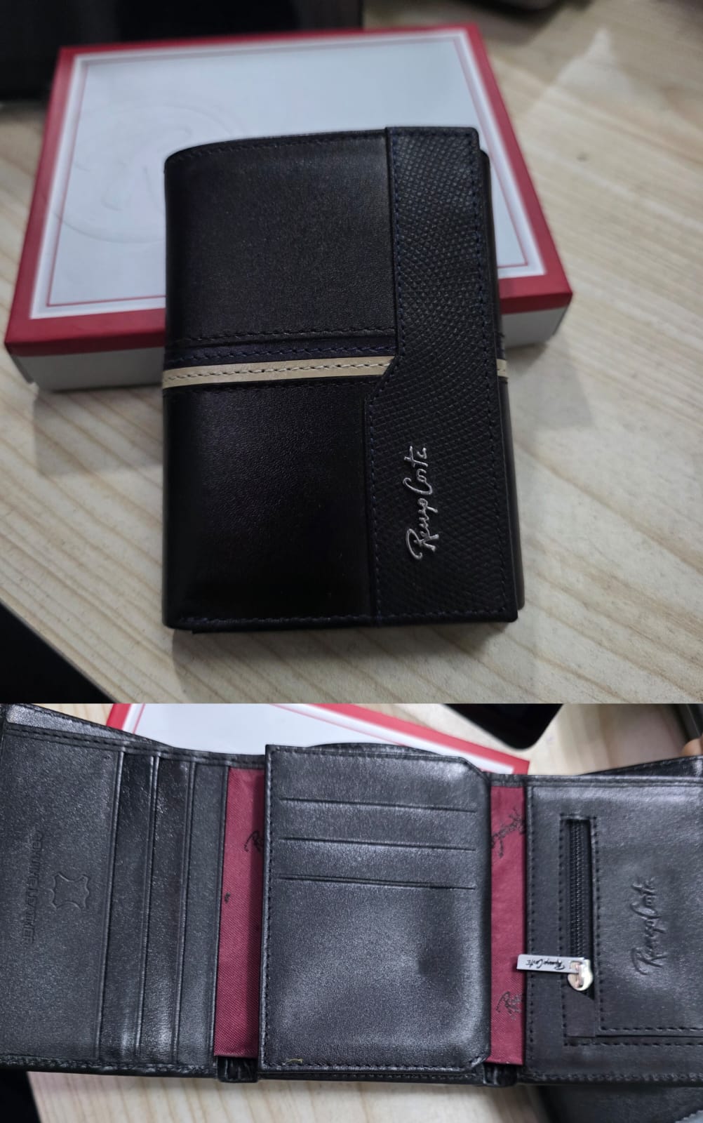 Billetera Renzo Costa de cuero 3 cuerpos