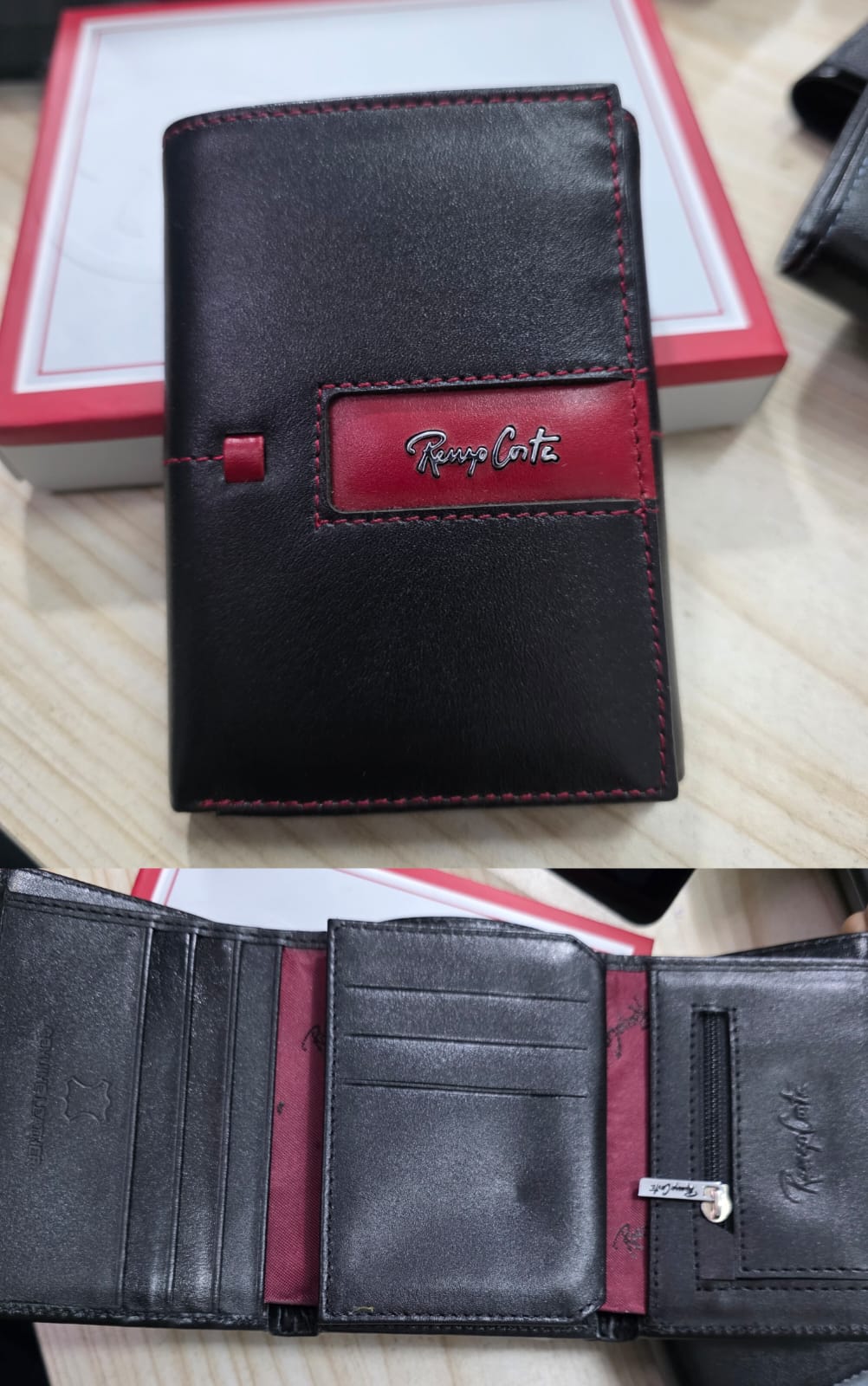 Billetera Renzo Costa de cuero 3 cuerpos