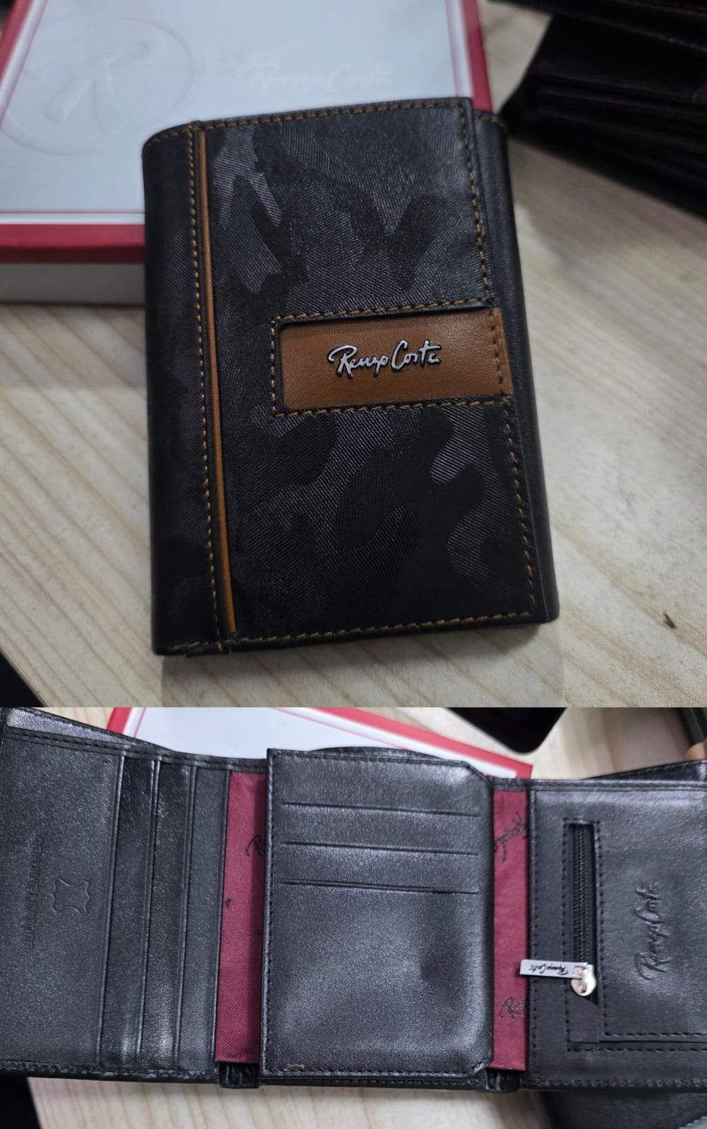 Billetera Renzo Costa de cuero 3 cuerpos