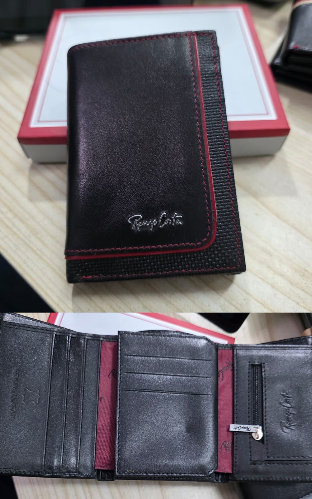 Billetera Renzo Costa de cuero 3 cuerpos