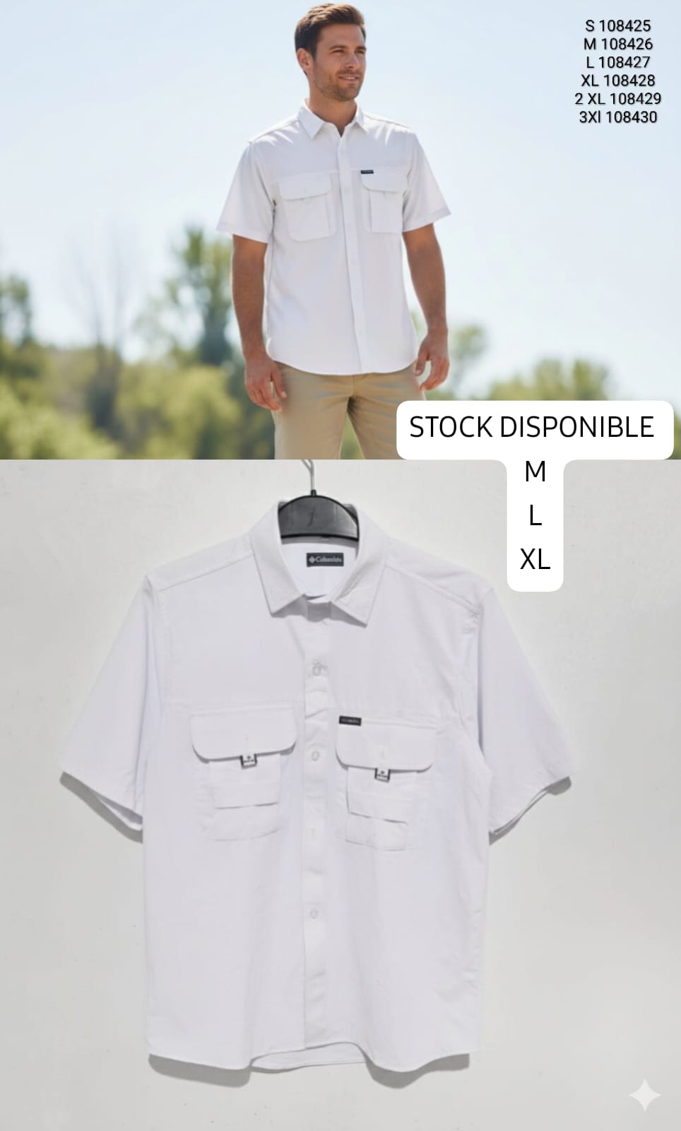 Camisa Columbia para caballero manga corta