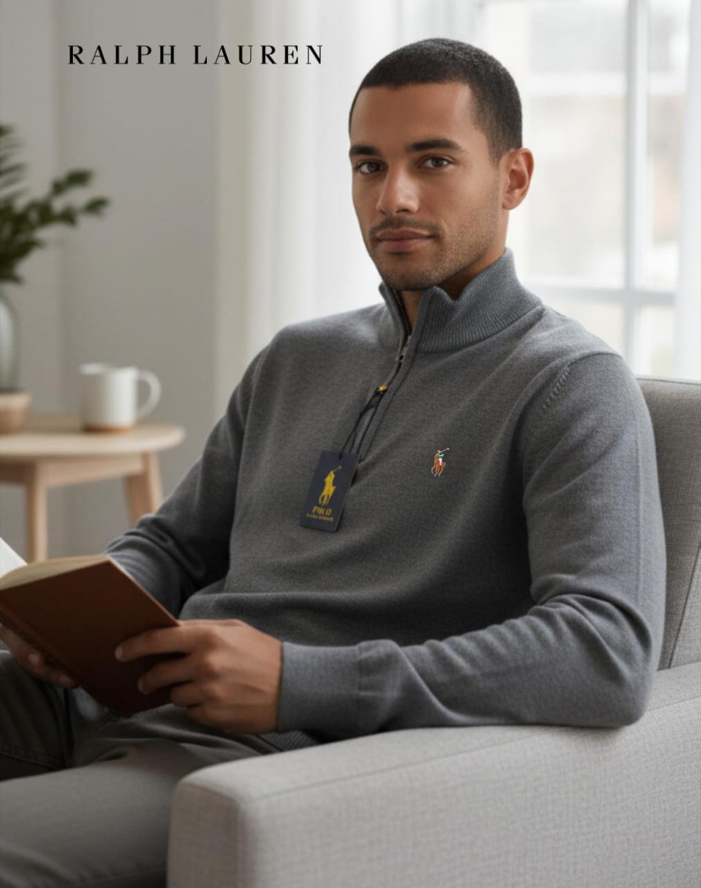 Chompa para caballero medio cierre hilo tejido