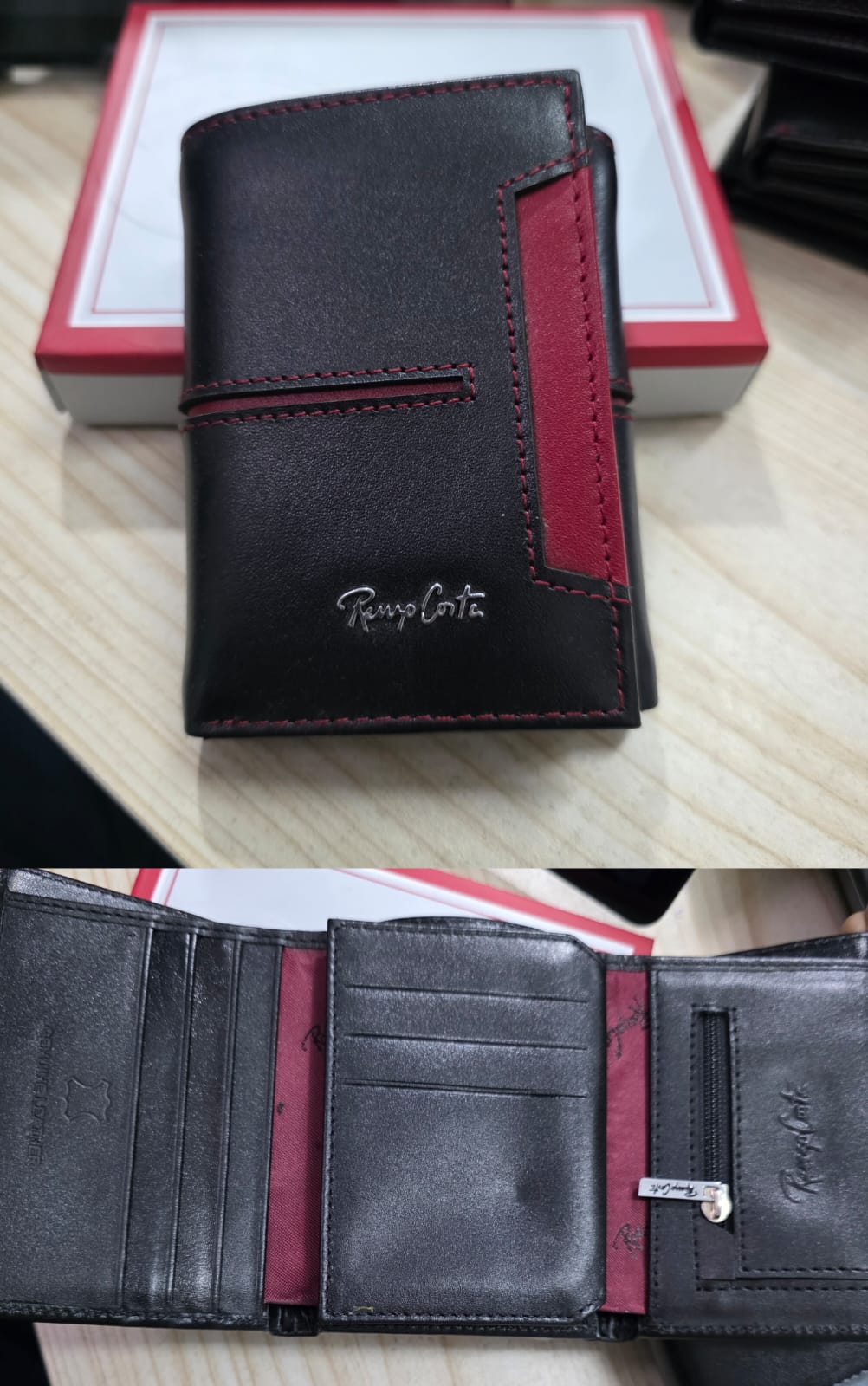 Billetera Renzo Costa de Cuero 3 cuerpos