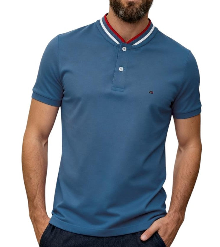 Camisero Tommy H piqué con cuello y puño bordado