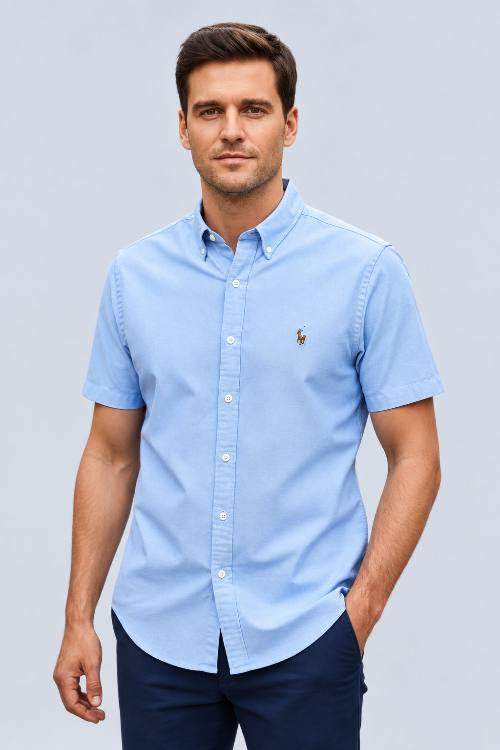Camisa Ralph Lauren manga corta celeste