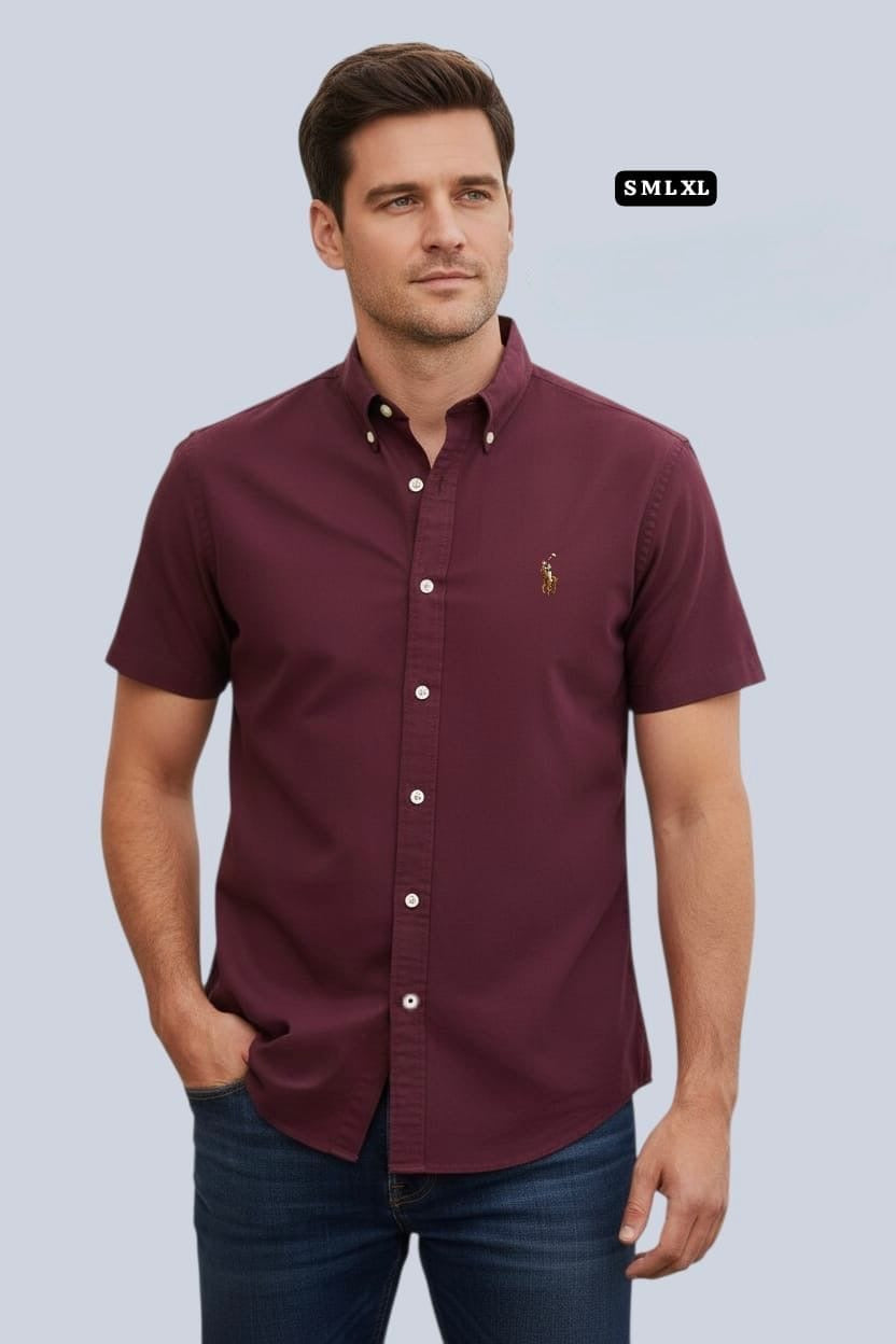 Camisa Ralph Lauren manga corta vino