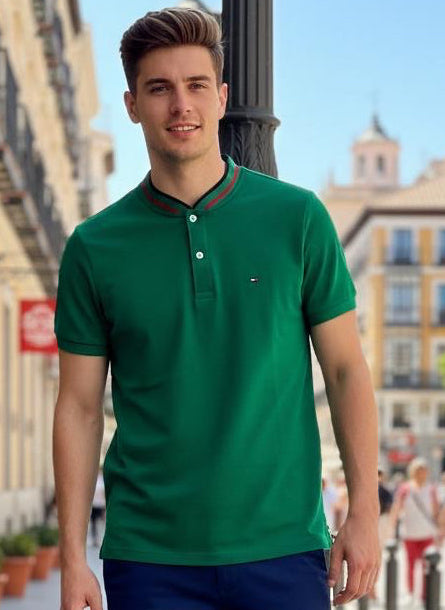 Camisero Tommy H piqué con cuello y puño bordado