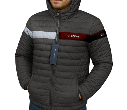 Casaca Tommy H impermeable plomo hombre