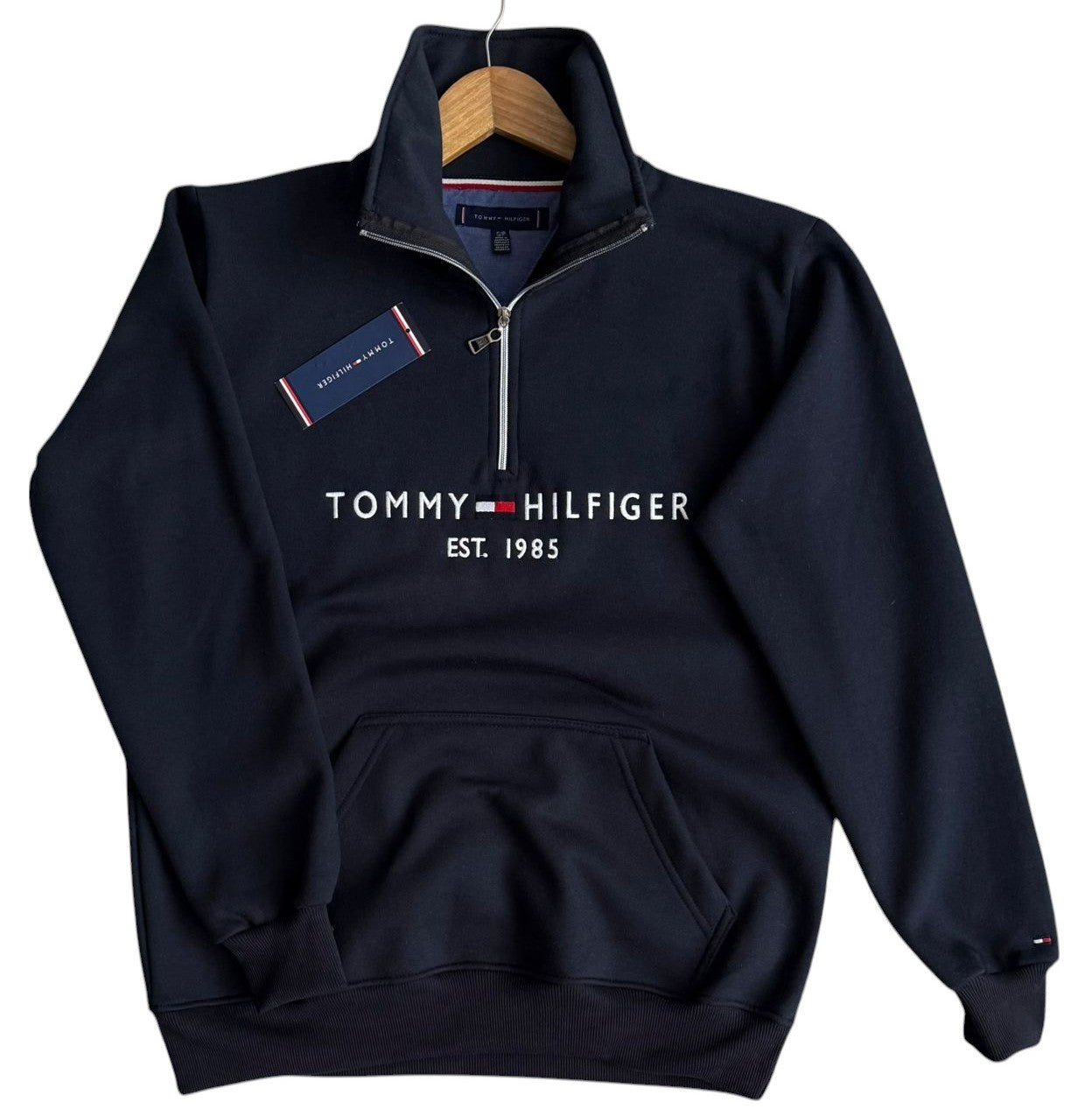 Polera Tommy H medio cierre azul marino