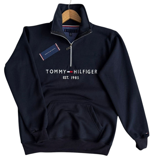 Polera Tommy H medio cierre azul marino