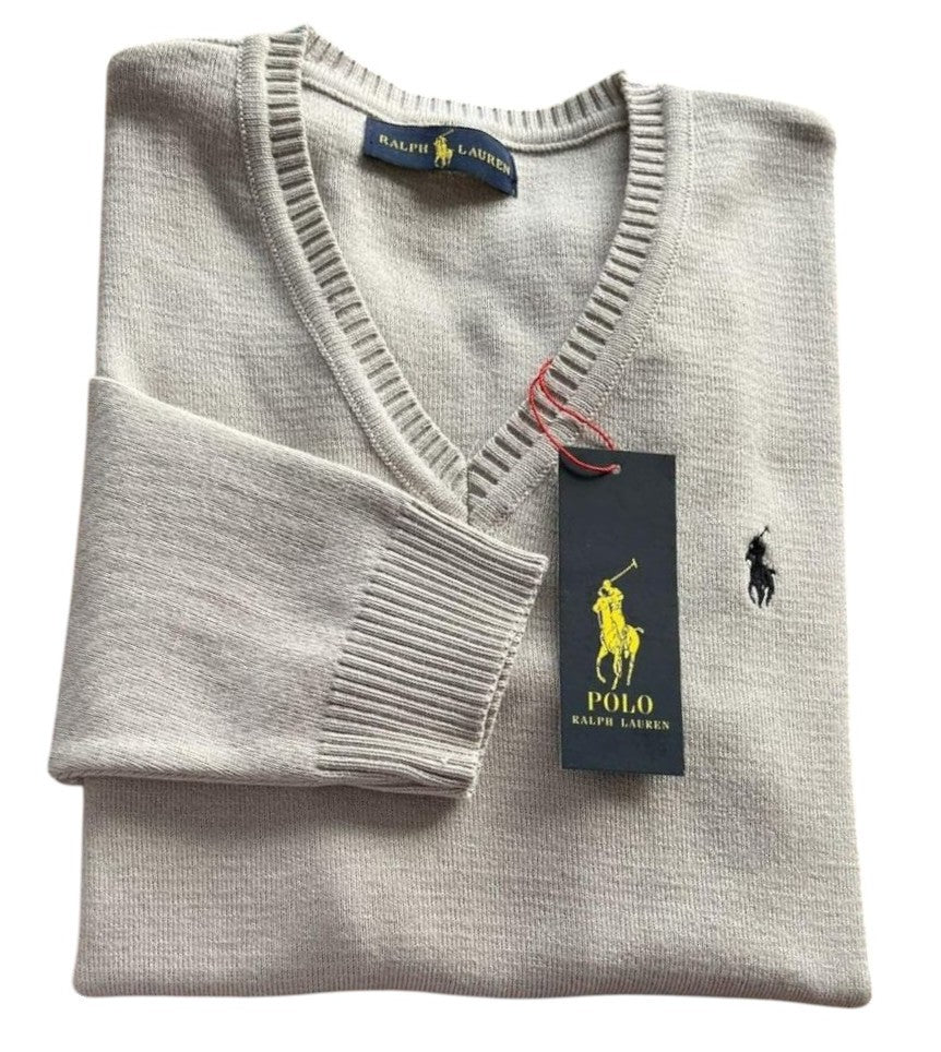 Chompa de hilo tejido Ralph Lauren cemento