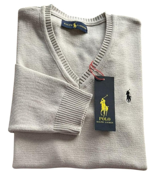 Chompa de hilo tejido Ralph Lauren cemento