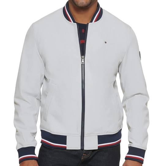 Casaca Tommy H con puños cuello y pretinas tejidas en Franela