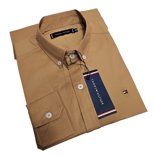 Camisa TH manga larga color kaki