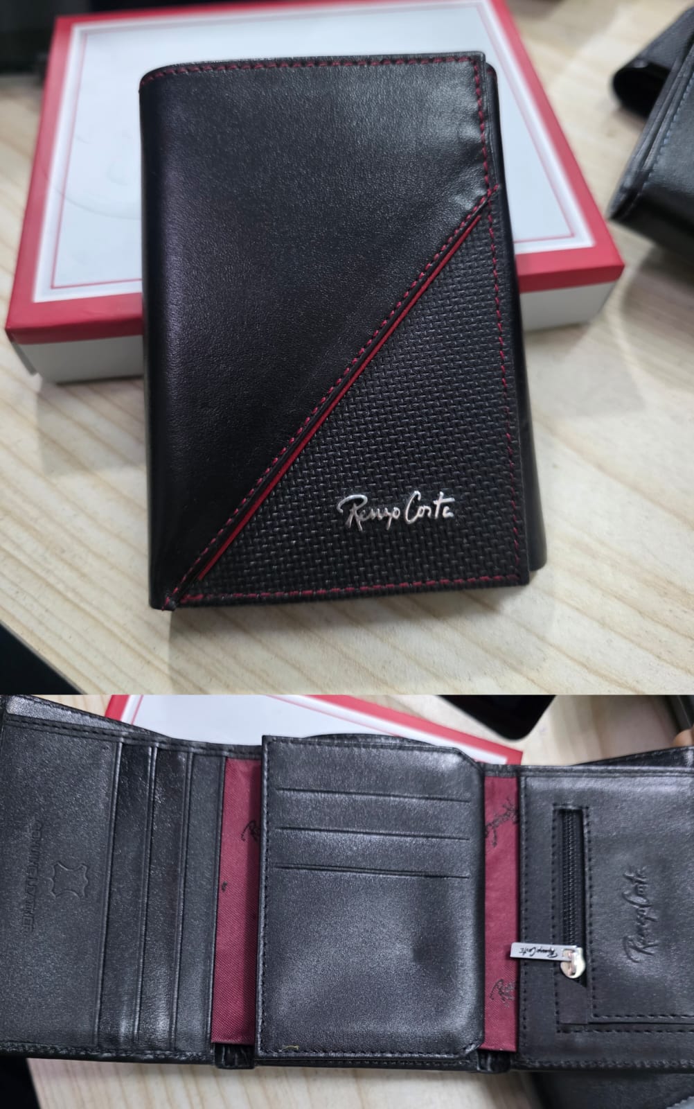 Billetera Renzo Costa de cuero 3 cuerpos