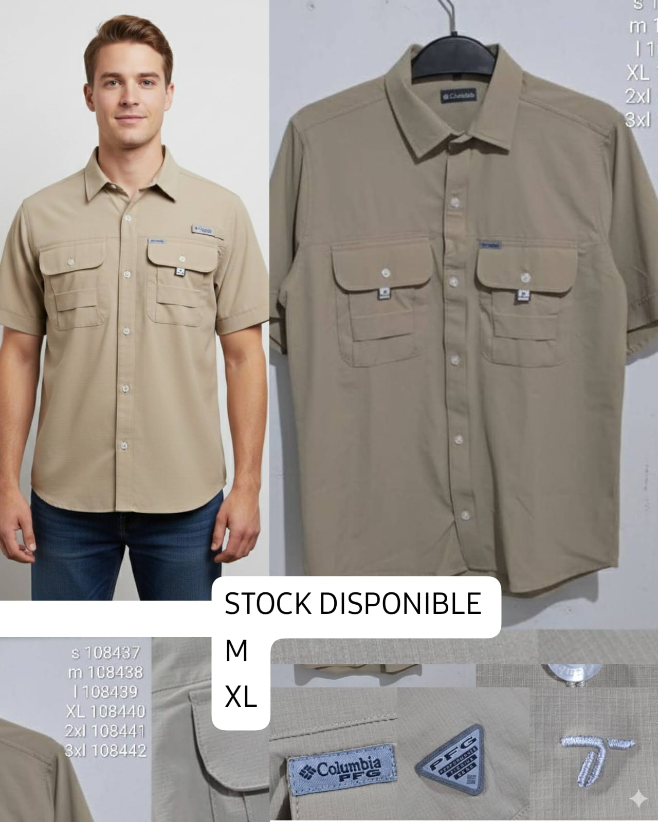 Camisa Columbia para caballero manga corta