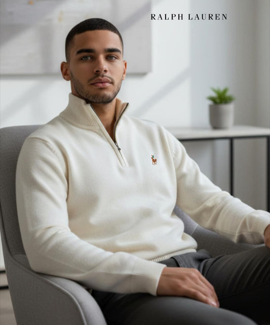 Chompa para caballero medio cierre hilo tejido