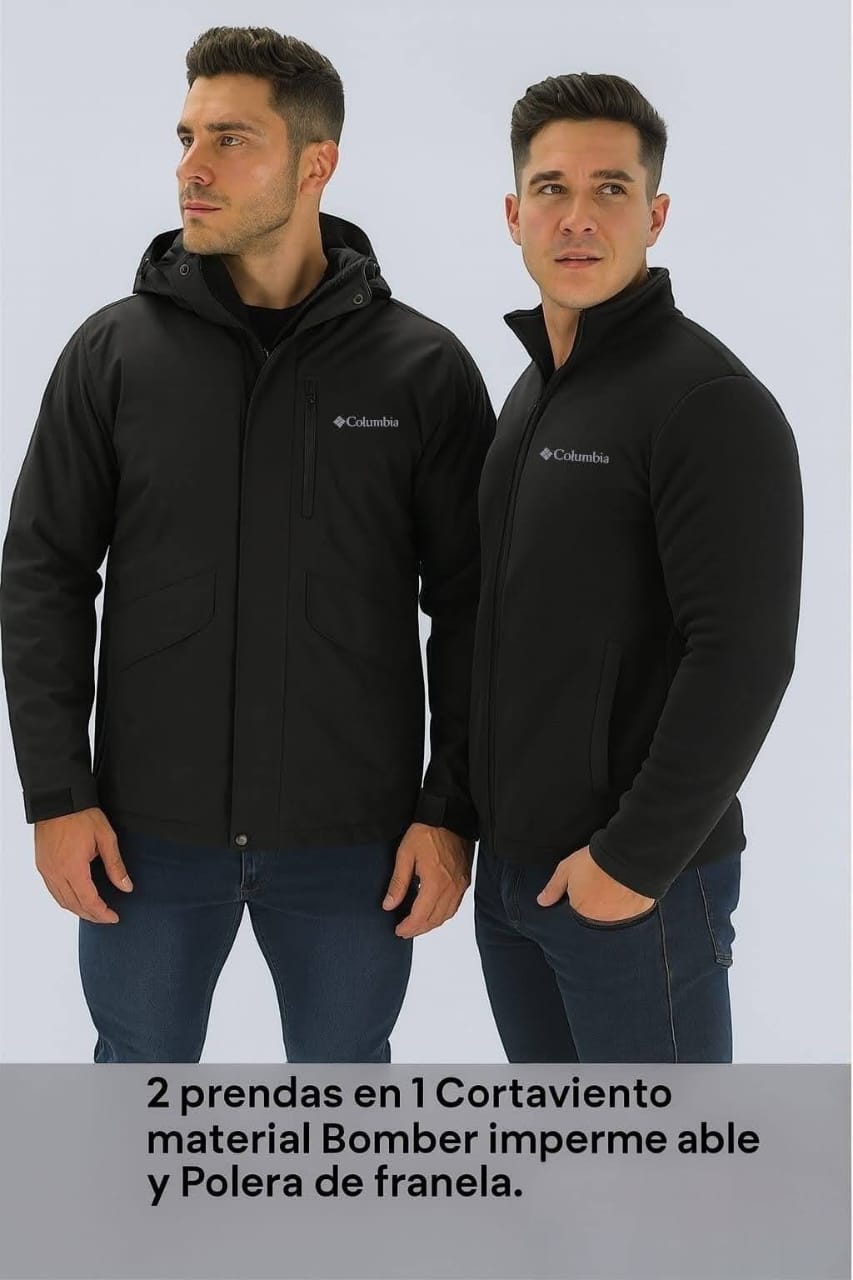 Cortaviento Columbia de hombre 2 en 1 color negro