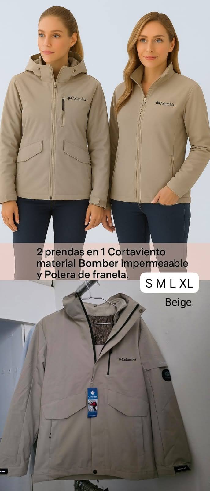 Cortaviento de mujer 2 en 1 color negro