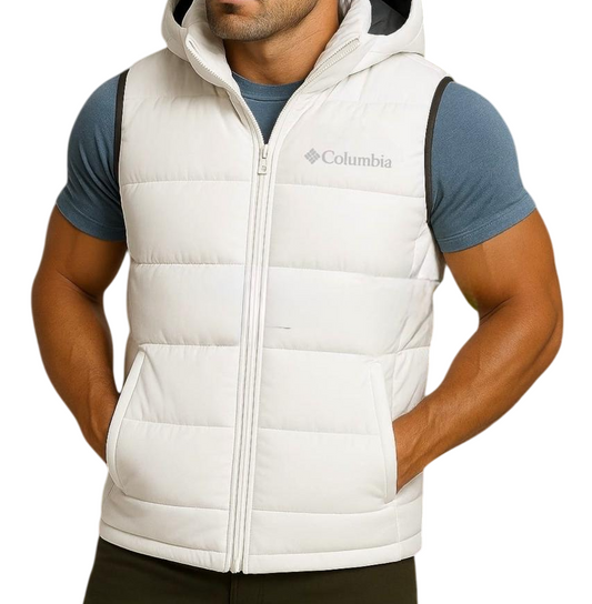 Chaleco Columbia con capucha color blanco