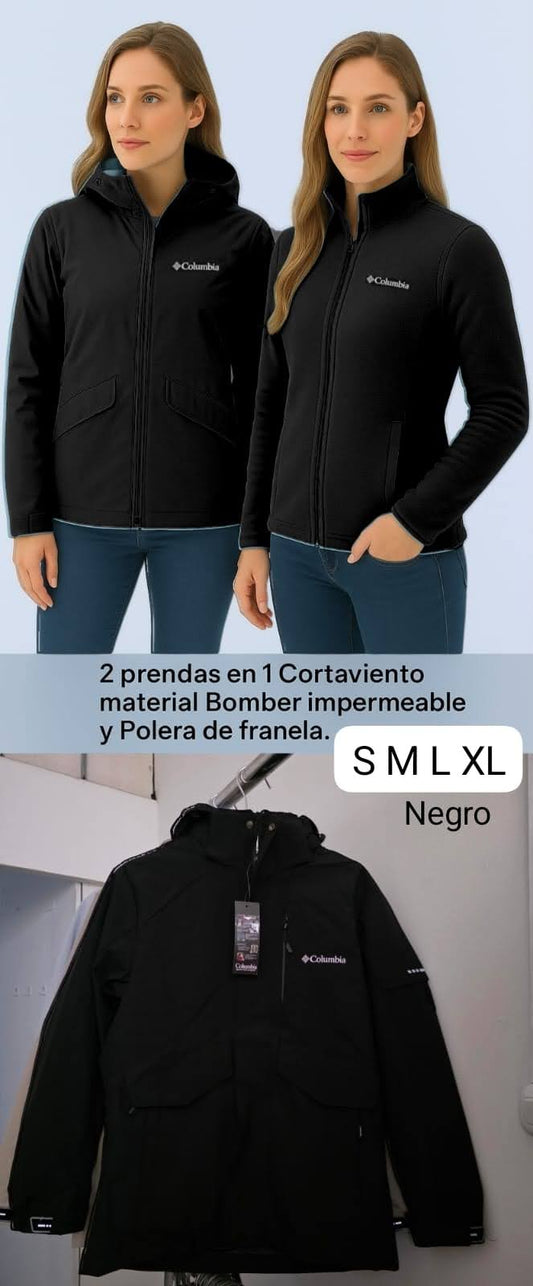 Cortaviento de mujer 2 en 1 color negro