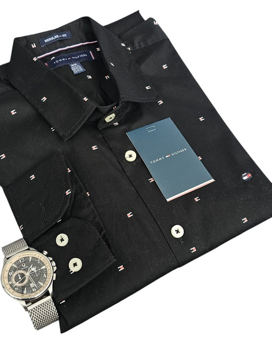 Camisa Tommy Hilfiger manga larga negro
