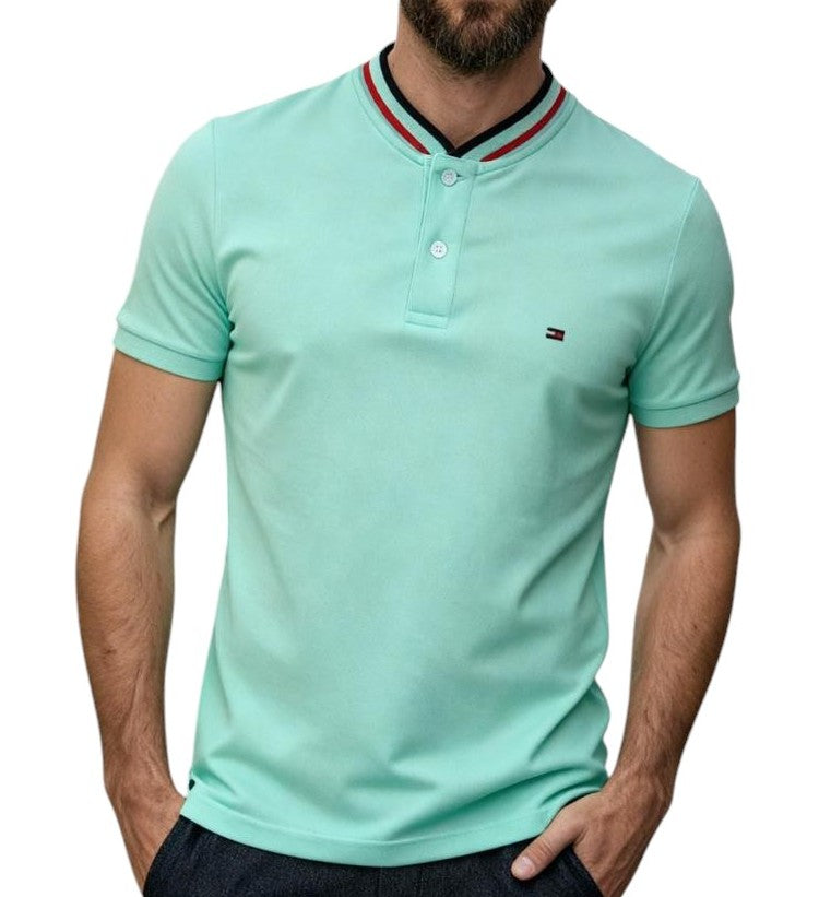 Camisero Tommy H piqué con cuello y puño bordado