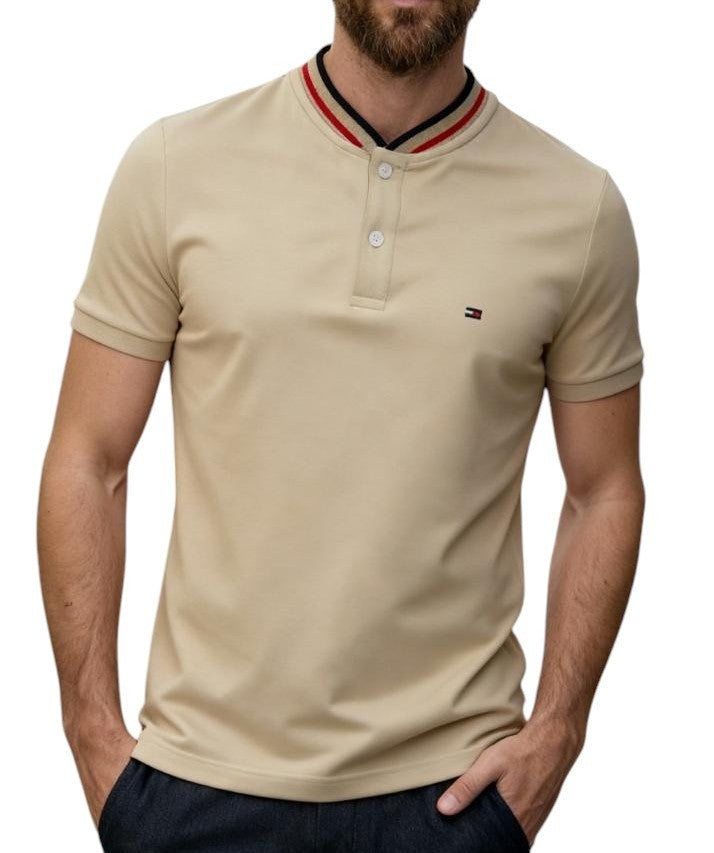 Camisero Tommy H piqué con cuello y puño bordado